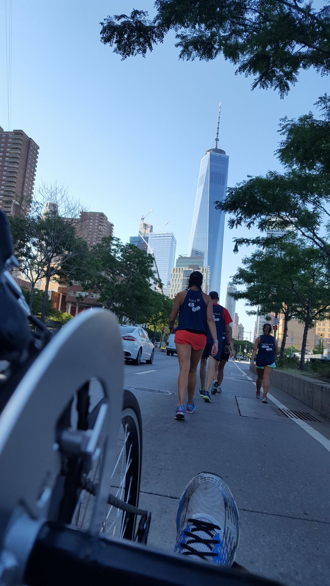 

<p></img>A view from Michael Roesch’s handcycle shows Eva Casale nearing the final stop on their 75-mile journey to the Nation 9/11 Memorial in Manhattan.</p>
<p>” /><br></br>
<img decoding=