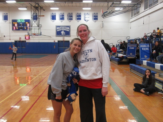 Roslyn senior Samantha Busch and head coach Noreen Naughton (Photo by Gregory Giaconelli)