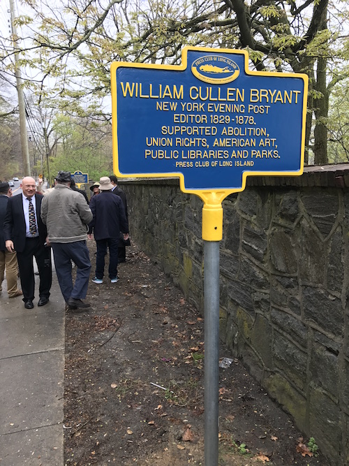Press Club recognizes William Cullen Bryant for journalism contributions