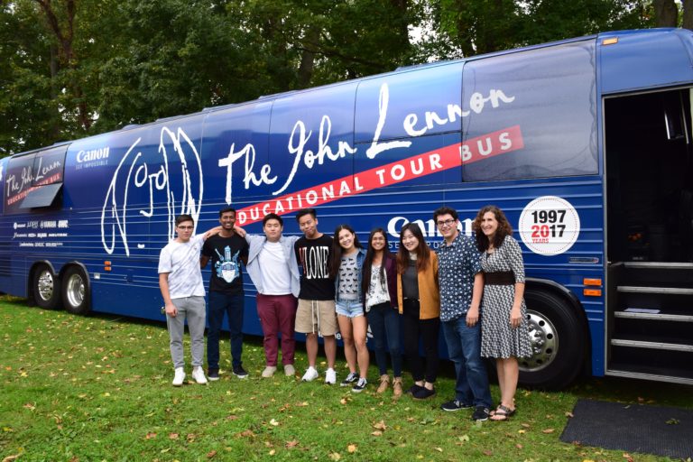 NAMM Foundation and John Lennon Educational Tour Bus visit Herricks, inspire young musicians