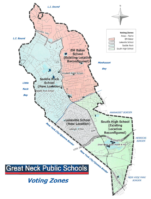 When people go to vote in school or library elections going forward, there will be two additional locations. (Map courtesy of the Great Neck Public Schools)
