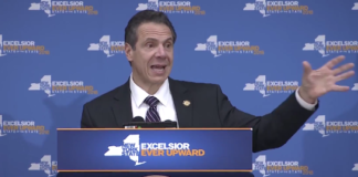 Governor Andrew Cuomo spoke at the Teamsters Local 282 headquarters in Lake Success on Thursday, framing the Republican tax bill as "unconstitutional," "double taxation," and directly aimed at New Yorkers. (Photo still from the Governor's Office)