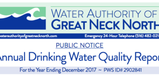 The Water Authority of Great Neck North's annual drinking water quality report showed no violations for contamination of drinking water. (Photo from the Water Authority of Great Neck North)