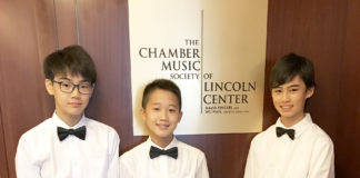 Three musicians from Great Neck South Middle School performed at the Lincoln Center. (Photo courtesy of the Great Neck Public Schools)