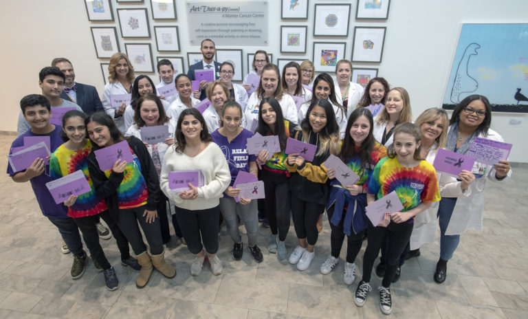 Great Neck North Middle students thank Northwell doctors at cancer institute