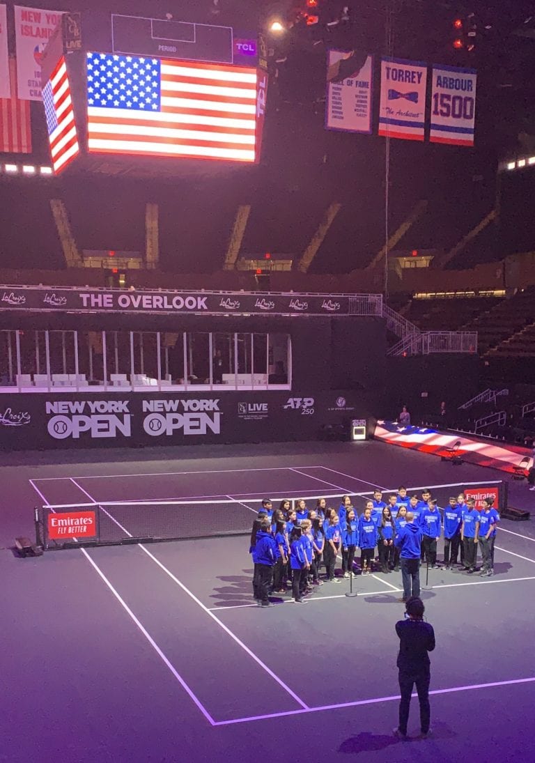 Herricks Middle School choir performs at NY Open Tennis Tournament