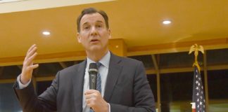 Rep. Tom Suozzi attended a town hall at Temple Beth-El in Great Neck on Monday night, discussing a wide range of issues. (Photo by Karen Rubin/news-photos-features.com)