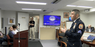 Sgt. Robert Connolly, the commanding officer of the Nassau County Police Department’s Homeland Security Unit, underscored the importance of preparation and "situational awareness." (Video still from Village of Great Neck)