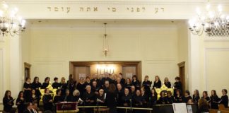 The 58-member Shireinu Choir will perform for the community on June 2 at Great Neck North High School. They recently performed at Temple Israel of Great Neck, as seen above. (Photo courtesy of Shireinu Choir of Long Island)