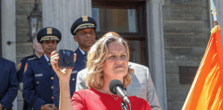 Nassau County Executive Laura Curran announced the purchase of body cameras for the county's police department on Thursday. (Photo courtesy of the county executive's office)