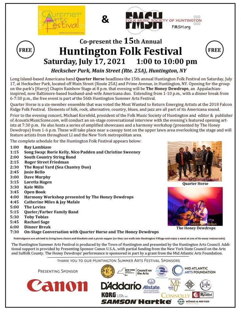 Huntington Folk Festival set for July 17