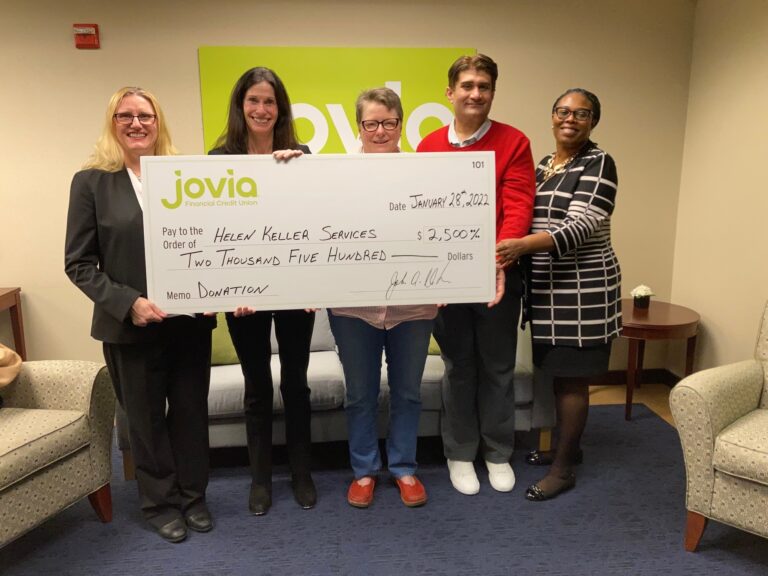 Jovia donates $2,500 to Helen Keller Services for deafblind programs