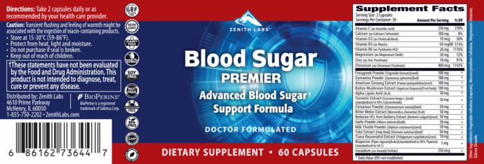 Blood Sugar Premier Label