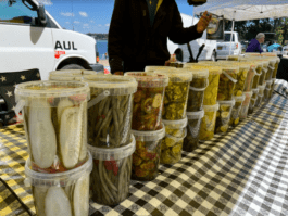 Horman's Pickles features many different pickles and other pickled items such as pickled okra, cherry peppers, olives, and much more at Deep Roots Farmers Market.