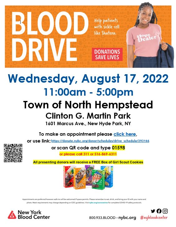North Hempstead partners with New York Blood Center to host Summer Blood Donation Drive