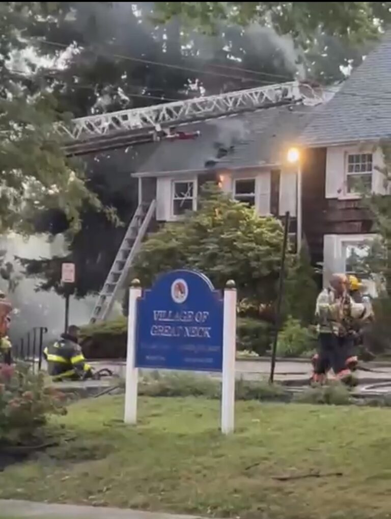 Village of Great Neck village hall hit by lighting, catches fire