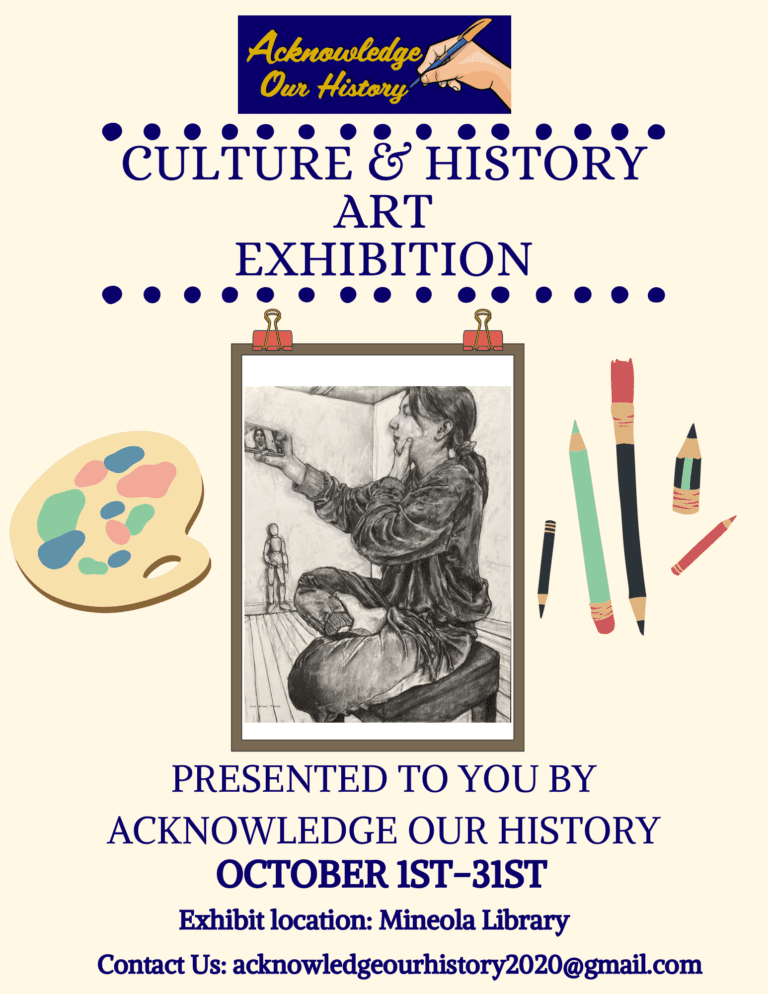 History student artwork exhibition at the Mineola Memorial Library