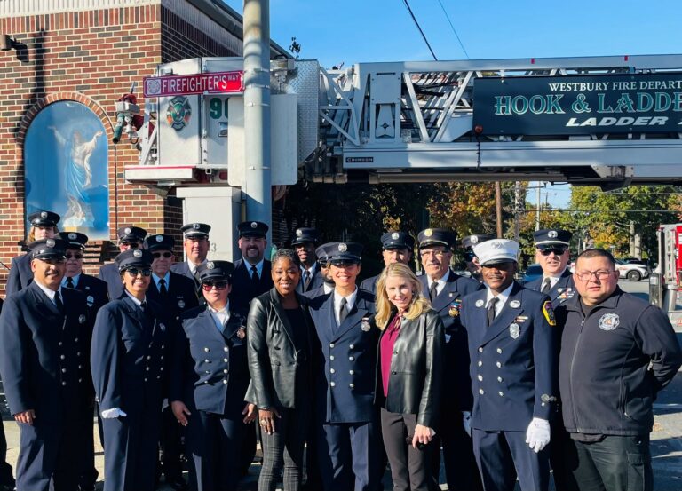 Legislators Bynoe and Schaefer honor the bravery and service of Westbury Fire Department members at street renaming ceremony