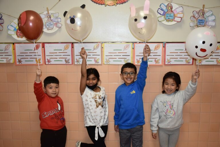 New Hyde Park first graders create Thanksgiving balloons