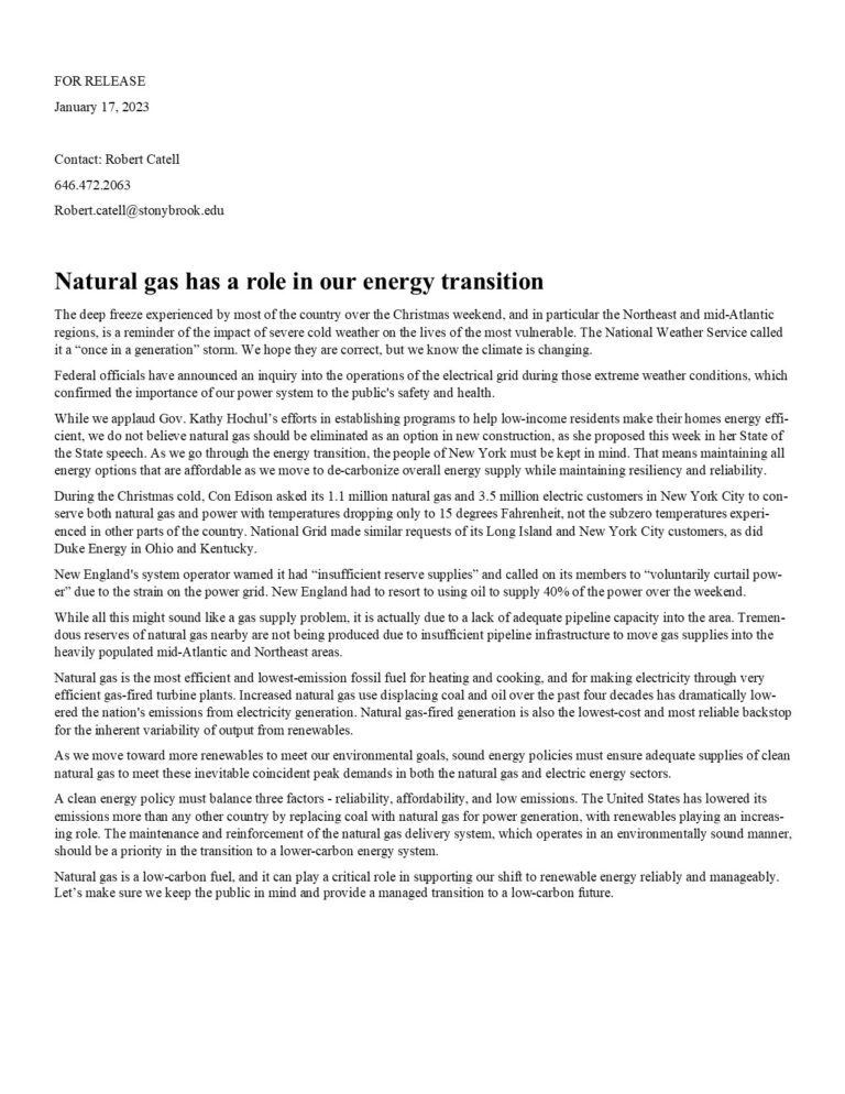 Readers Write: Natural gas has role in our energy transition