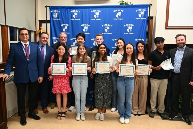Herricks High School DECA students recognized at the April 4 meeting
