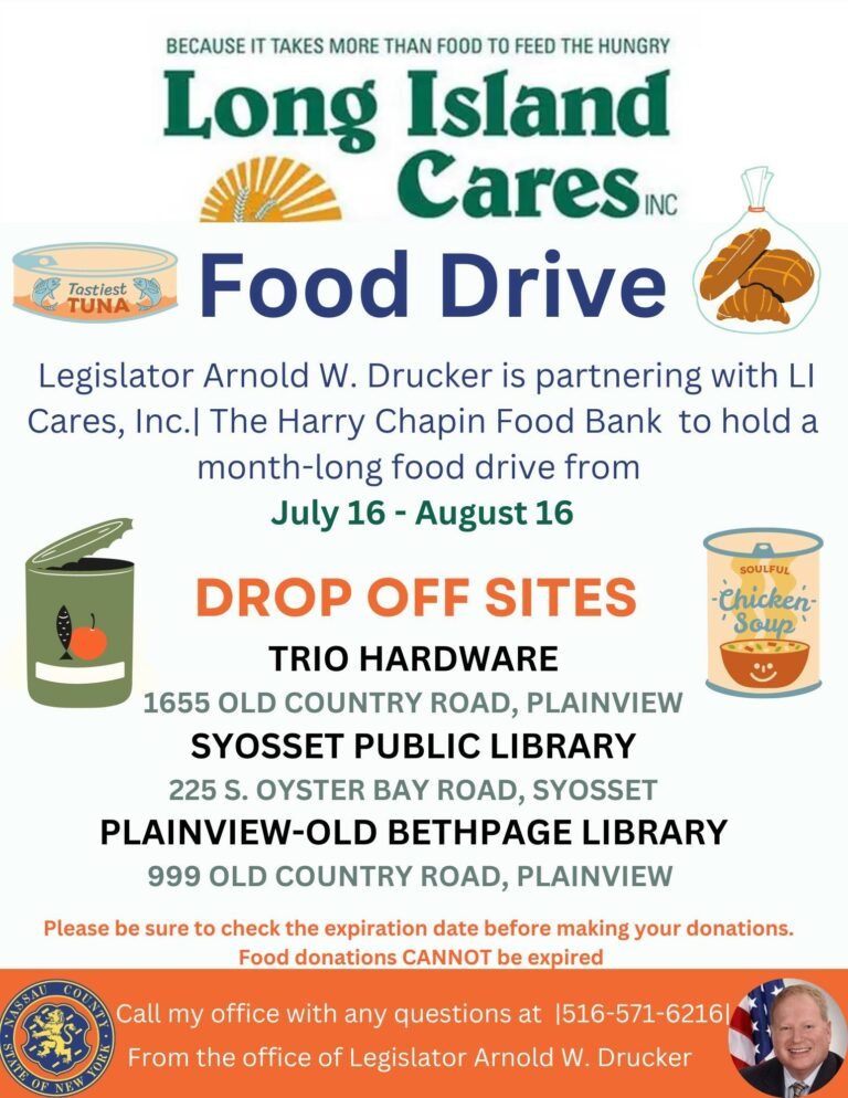 Legislator Drucker, Long Island Cares and community partners Honor Harry Chapin’s legacy with upcoming food drive