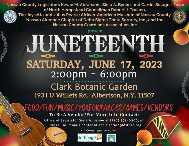County, town officials and others celebrate Juneteenth at Clark Botanic Garden in Albertson