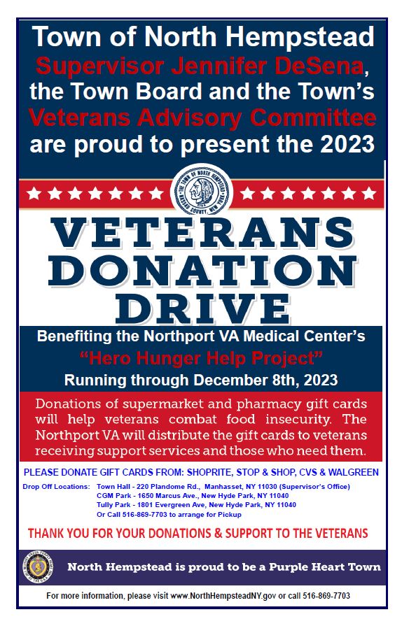 North Hempstead hosts veterans donation drive Benefiting the Northport VA