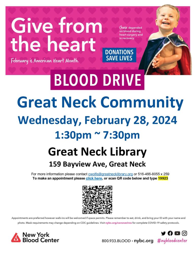 Blood drive at the Great Neck Library