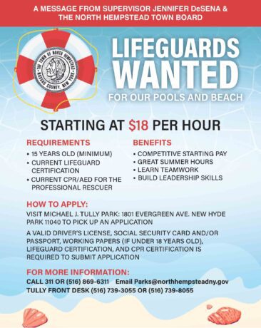 LIFEGUARDS WANTED FOR OUR POOLS AND BEACH